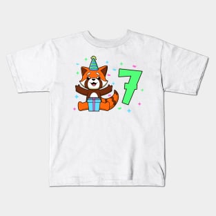 I am 7 with red panda - kids birthday 7 years old Kids T-Shirt